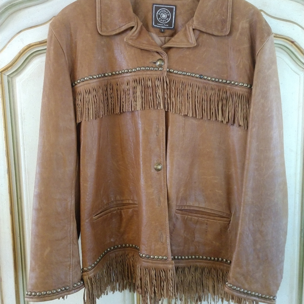 Double D Brand Leather Fringe Jacket